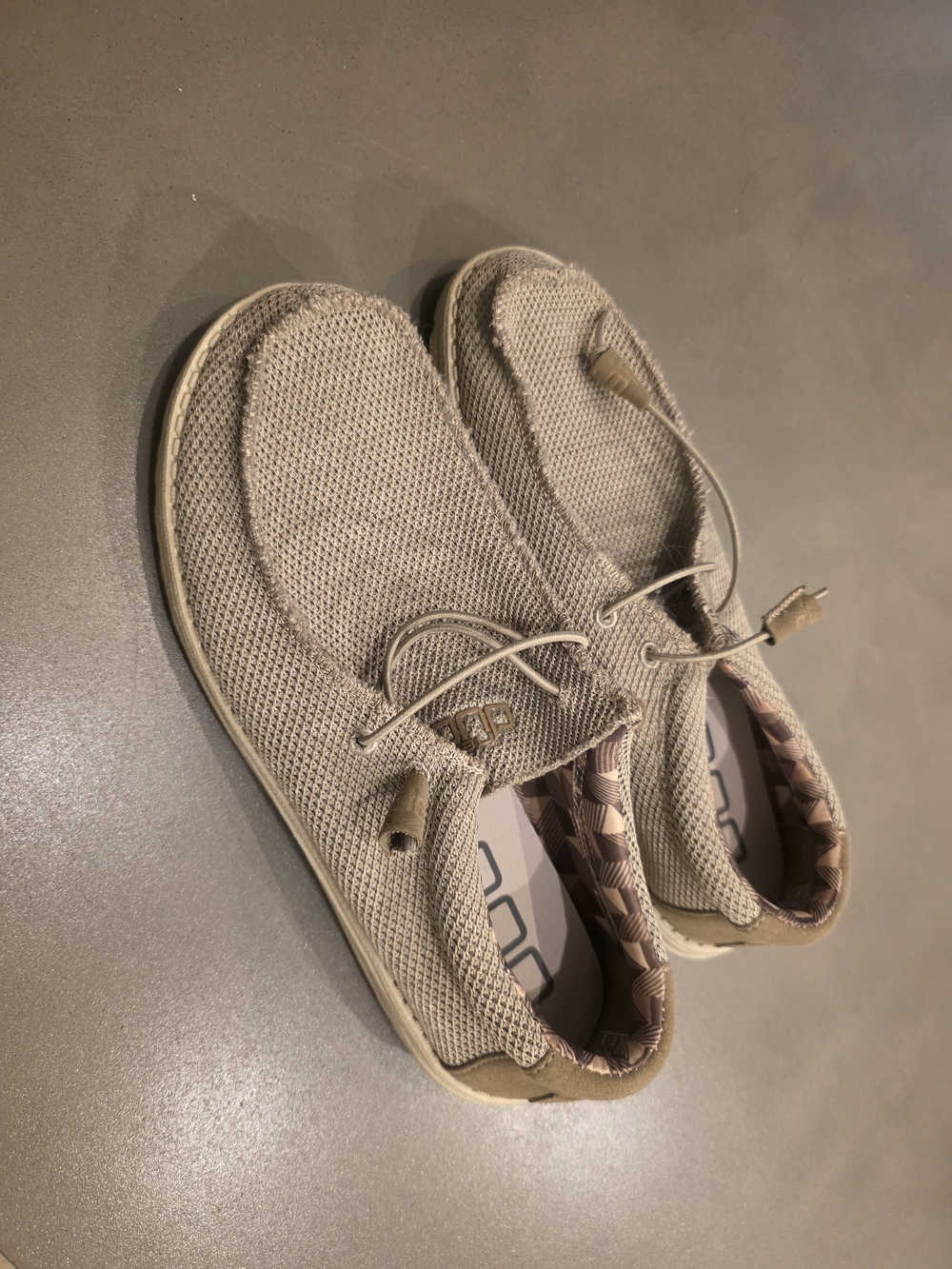 Hey Dude Beige Knit Slip-On Loafers
